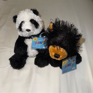 Panda and Bear Plush Toy Set - Black and White